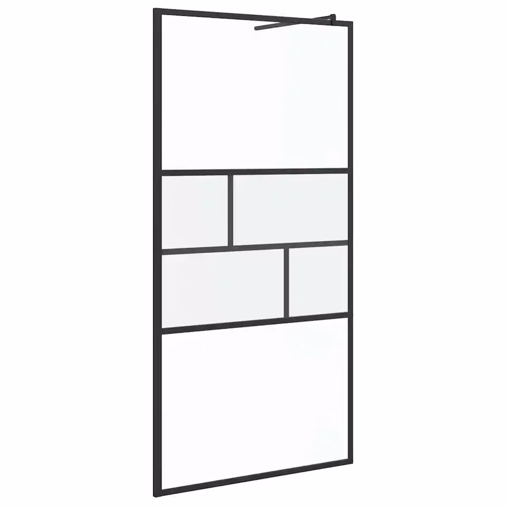 Parete Doccia Walk-in vidaXL Rettangolare in Vetro Trasparente e Alluminio Nero L: 100 cm, H: 195 cm – 2