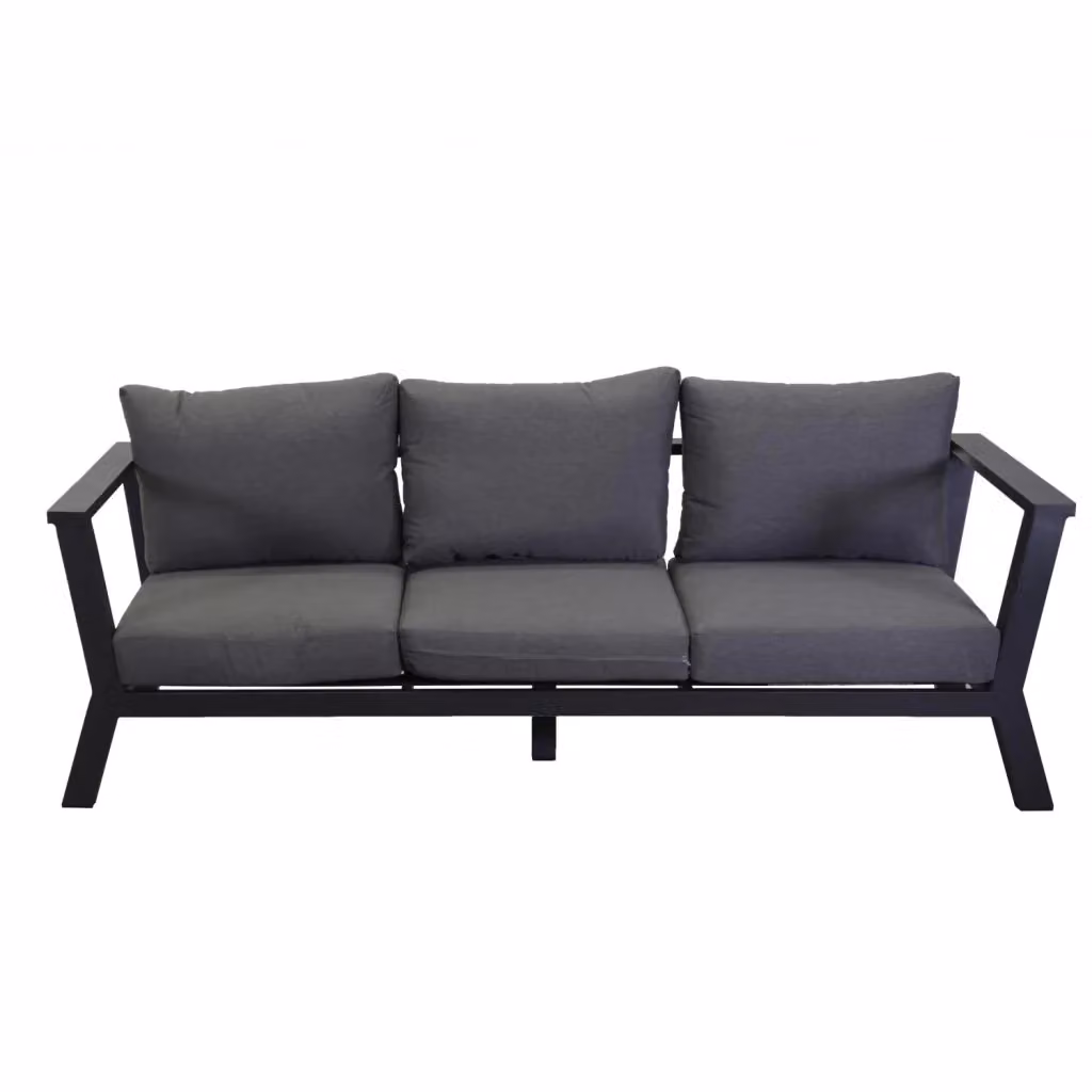 Divano da 3 posti Riverton GIORDANOSHOP in alluminio antracite con cuscini inclusi L: 193 cm, P: 78 cm, H: 84 cm – 2