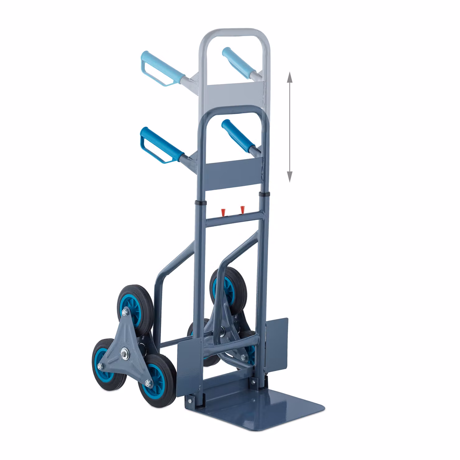 Carrello a mano Relaxdays per scale, carrello pieghevole per scale, fino a 200 kg, carrello a mano per scale, regolabile in altezza, grigio/blu