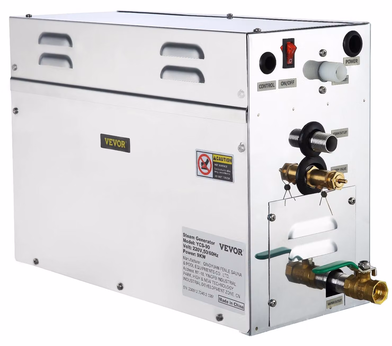 Generatore di vapore da 9 kW per bagno turco, sauna o doccia a vapore, colore nero