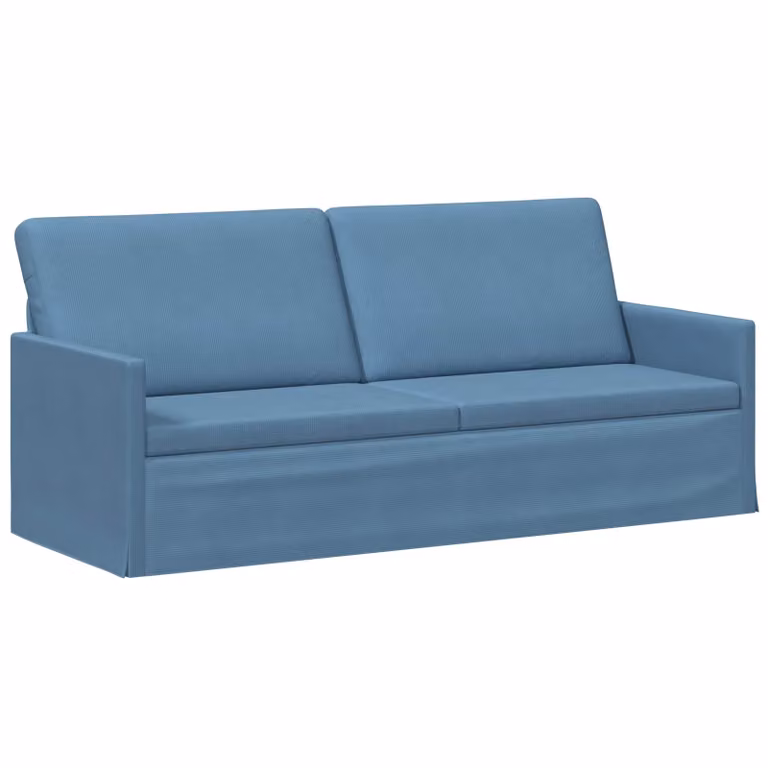 Divano a 3 posti vidaXL Blu in tessuto a coste con struttura in metallo L: 190 cm, P: 81 cm, H: 82 cm