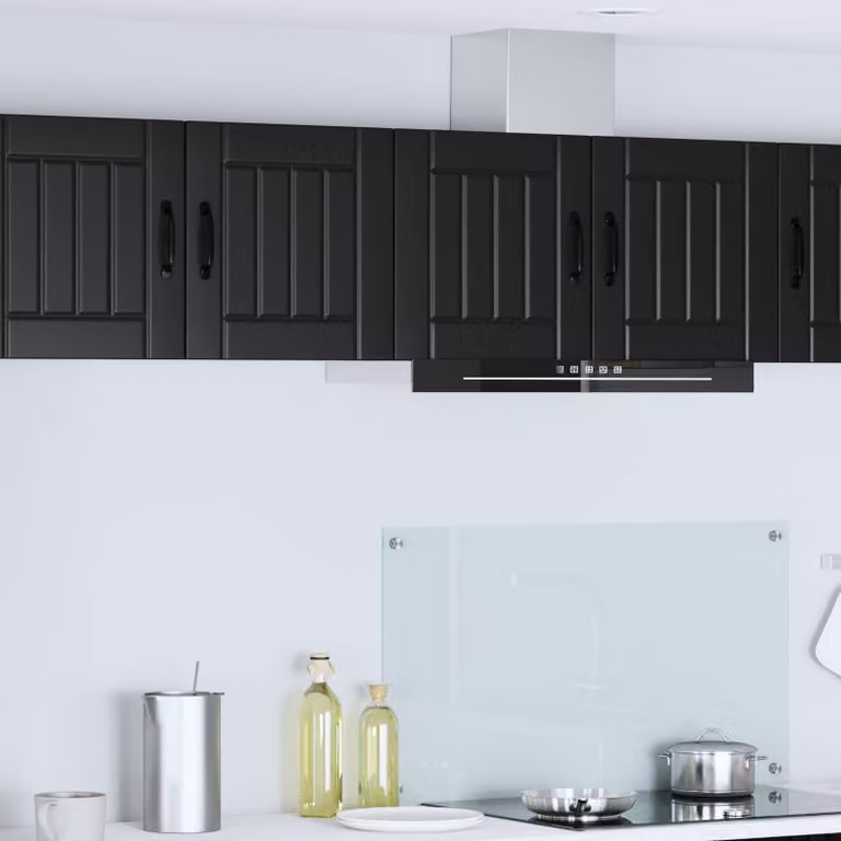 Set di 2 armadietti a muro LUCCA vidaXL per cucina, colore nero opaco, in legno ingegnerizzato MDF