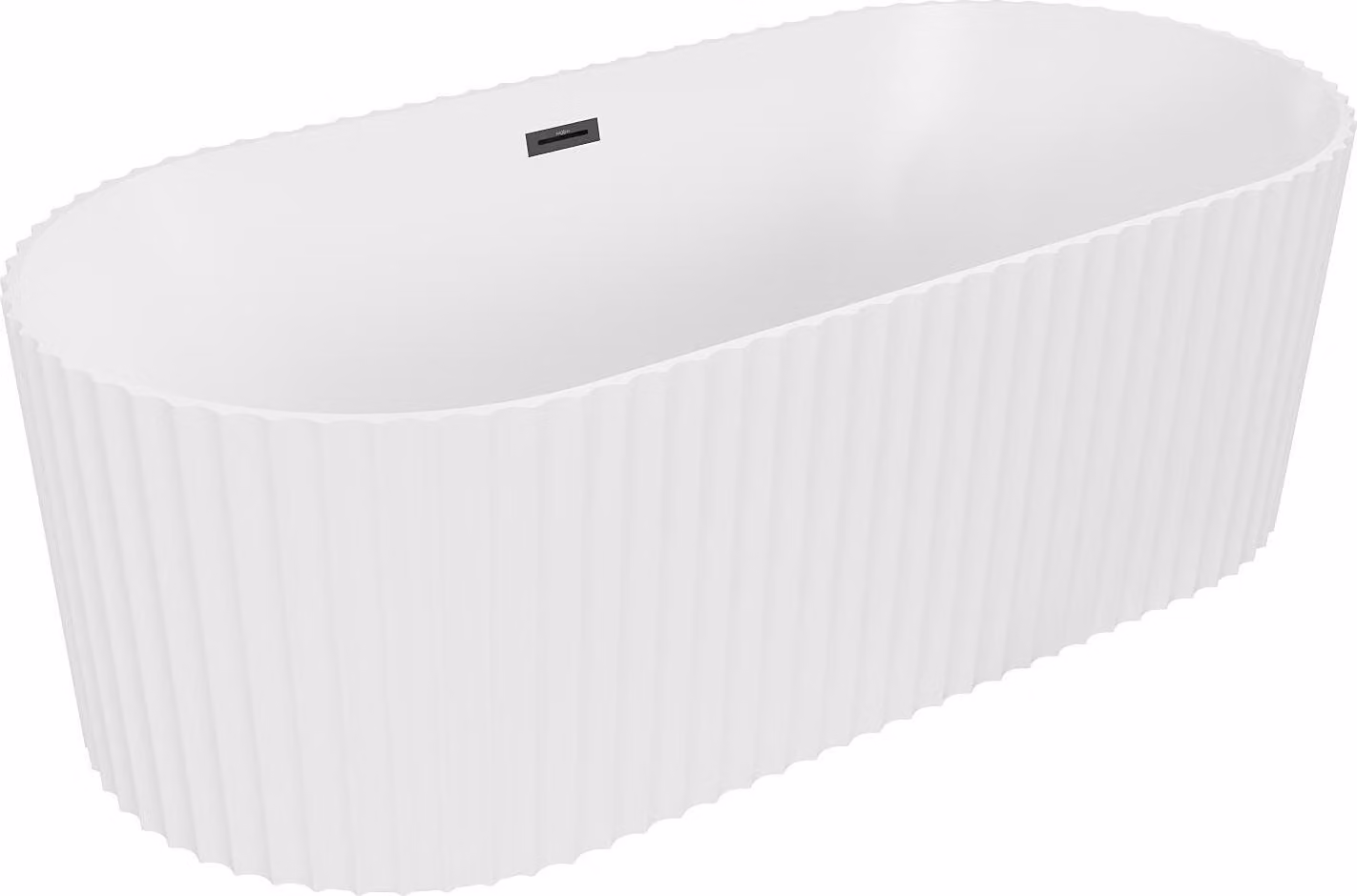 Mexen Paola vasca da bagno indipendente rigata 170 x 80 cm, bianco opaco, troppopieno nero - 52721708001-70