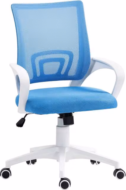 Sedia da Ufficio Girevole XYLO in Tessuto a Rete con Braccioli e Schienale Regolabile, Azzurra, L/P/H: 55 x 55 x 109 cm