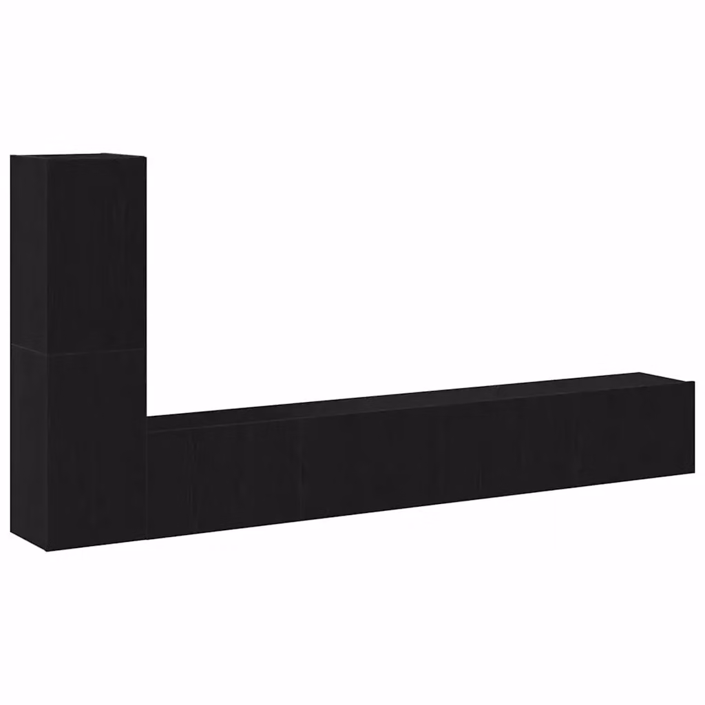 Set di 3 mobili TV moderni vidaXL in legno ingegnerizzato nero e rovere per soggiorno a parete – 2