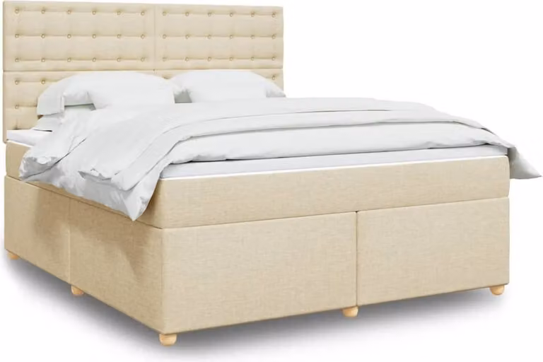 Maison Exclusive - Giroletto a Molle con Materasso Crema 180x200 cm in Tessuto