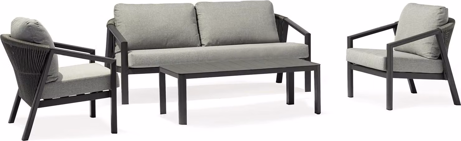 Milani Home - schienale salotto modulare, alluminio e textilene e poliestere, modulare componibile angolo, antracite e grigio, 180 x 78 x 83 cm