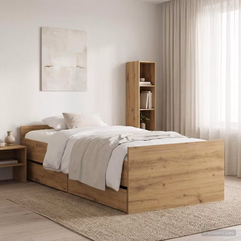 Struttura del letto moderna vidaXL in legno marrone con doghe rigide L 100 cm x P 200 cm x H 102 cm