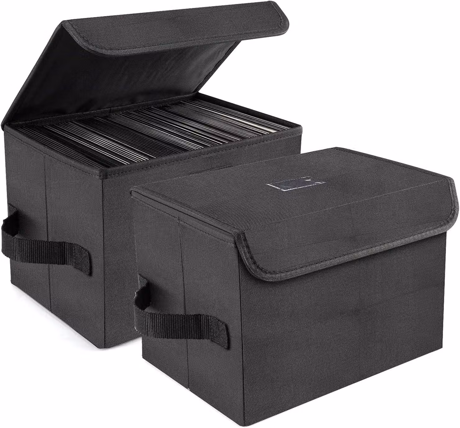 Contenitore per custodire i vinili da 7 pollici, 2 pezzi, in nylon, pieghevole, impilabile, con coperchio e maniglia, ideale per dischi in vinile