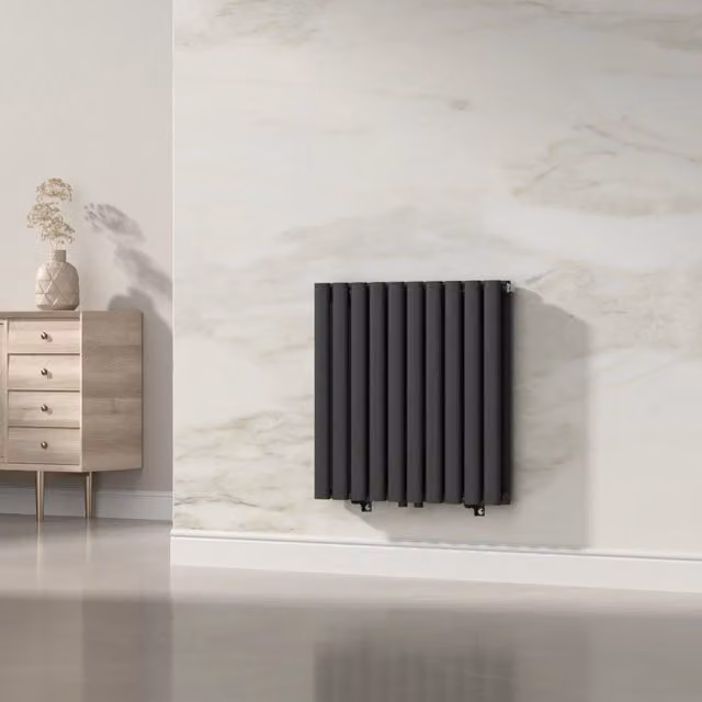 Termosifone a pannello doppio con elementi tubolari nero neu.haus L 60 cm x H 60 cm – 1