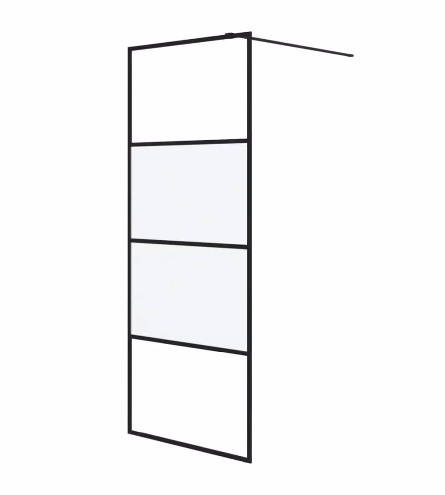 Parete Doccia Walk in vidaXL Nera con Vetro Semi Smerigliato ESG L: 80 cm, H: 195 cm – 2