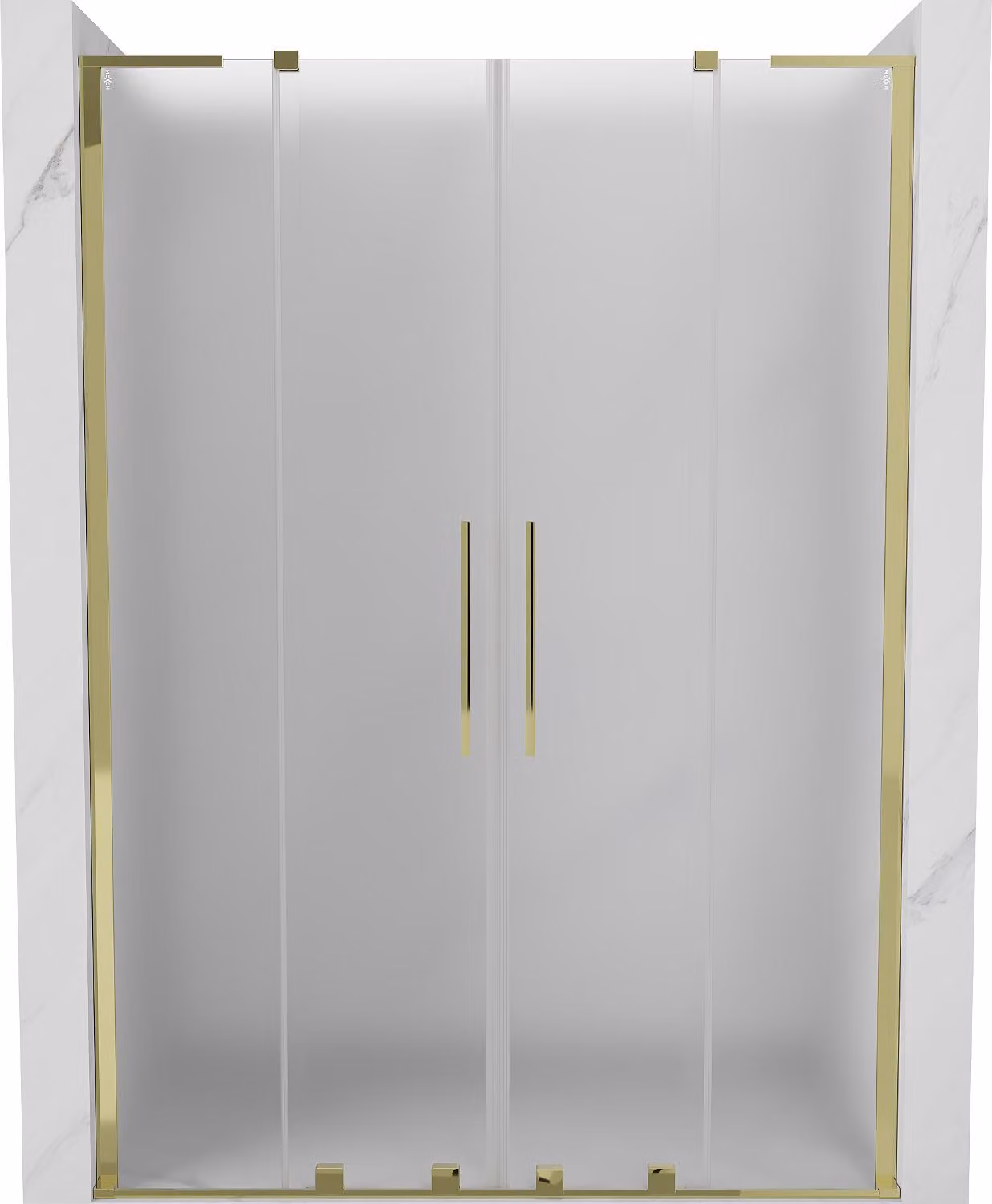 Mexen Velar L Duo porte doccia scorrevoli 140 cm, ghiacciato, dorato - 871-140-003-32-50