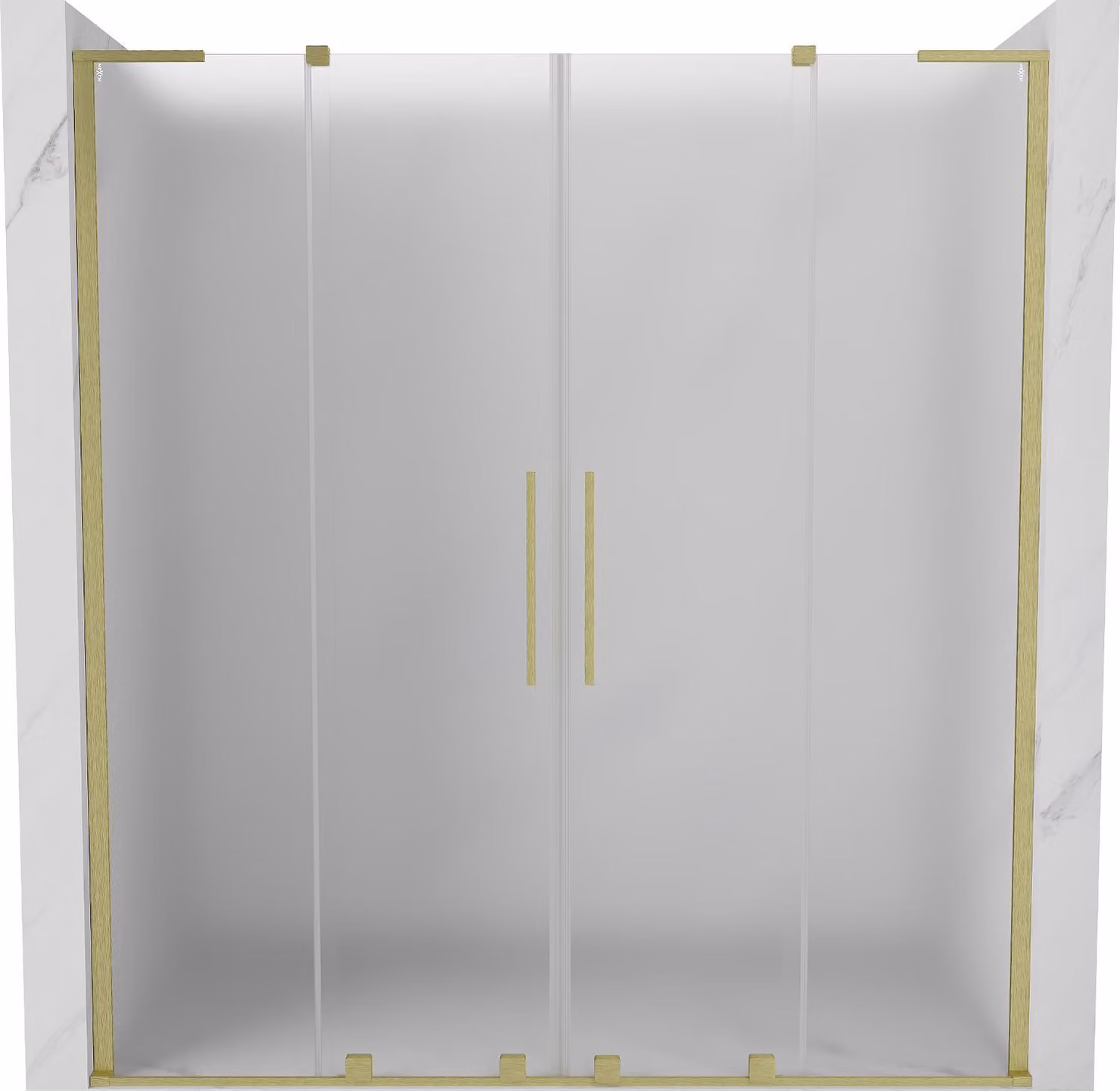 Mexen Velar L Duo porta doccia scorrevole 200 cm, ghiacciato, oro spazzolato - 871-200-003-32-55