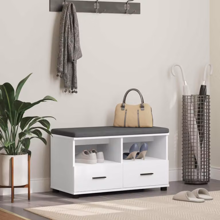 Panca porta scarpe moderna vidaXL per ingresso, Bianco, L: 80 cm, P: 38 cm, H: 46 cm