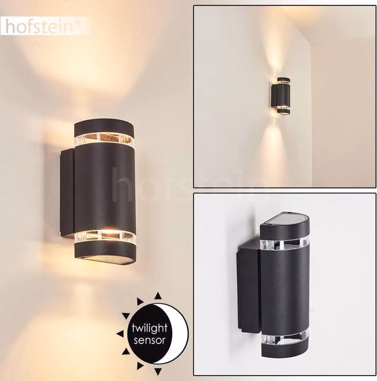 Lampada da parete esterna con sensore di luminosità e effetto luce direzionale verso l'alto e verso il basso - Illuminazione per esterni, grado di protezione IP44