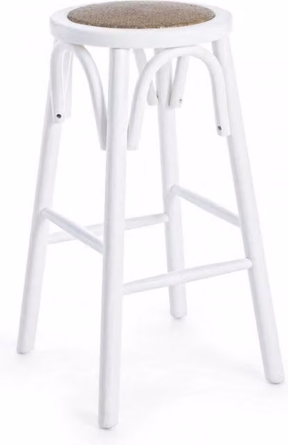 Sgabello Bar Circle GIORDANOSHOP in Legno e Rattan Bianco