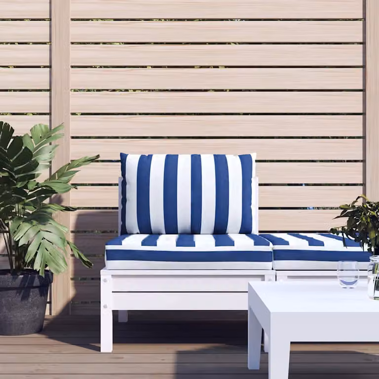 vidaXL Set di 2 Cuscini per Pallet a Strisce Blu e Bianche in Tessuto Oxford Idrorepellente e Resistente ai Raggi UV