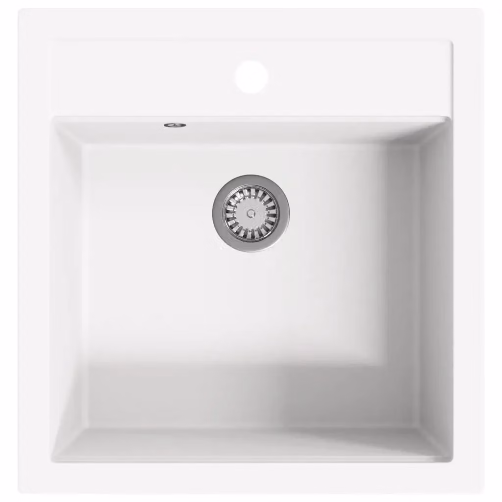 Lavello da cucina a vasca singola in granito bianco vidaXL L/P/H: 51,0 x 49,0 x 30,6 cm – 2