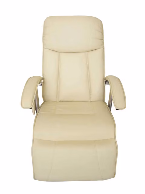 Poltrona Massaggiante vidaXL in Similpelle Bianco e Beige con Braccioli e Struttura in Metallo