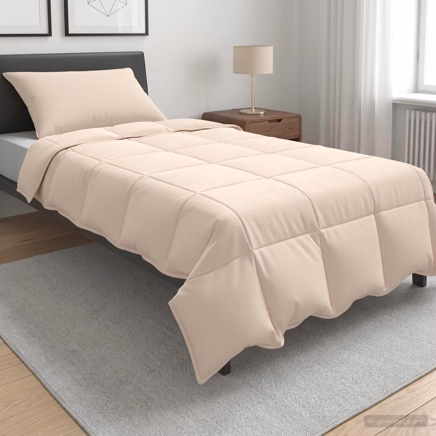 Set di 2 piumoni vidaXL per tutte le stagioni in beige, traspiranti e anallergici, L 135 cm x P 200 cm