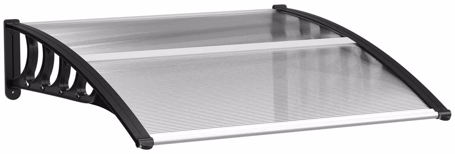 Copertura per porta d'ingresso Moonbite, 103 cm, realizzata in policarbonato trasparente spesso 5 mm, con montanti in alluminio resistente alla corrosione, protezione dai raggi UV e dalle intemperie. Materiale: alluminio, trasparente