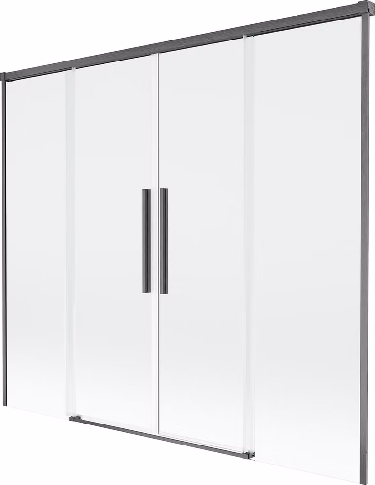 Mexen Rox pannello doccia 2 ante scorrevoli 180 x 150 cm, trasparente, grigio canna di fucile spazzolato - 8C9-180-002-66-00
