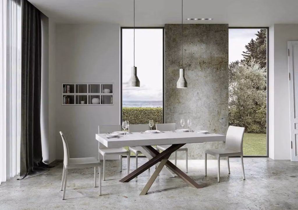 Tavolo da pranzo allungabile Volantis GIORDANOSHOP in legno di frassino bianco, L: 180-440 cm, P: 90 cm, H: 77 cm – 2