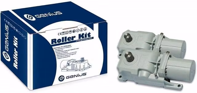 Kit per cancello a battenti Genius Roller Kit 433 MHz 5170208 grigio, larghezza 3,5 mt, portata 500 kg, 230v