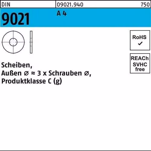 Reyher 9021 Rondella A4 3,2 x 9x0,8 (1000 pezzi)