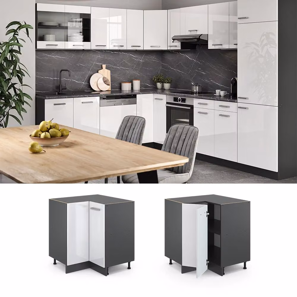 Mobile ad angolo cucina Vicco R-Line Bianco lucido/Antracite L: 75.6 cm – 2