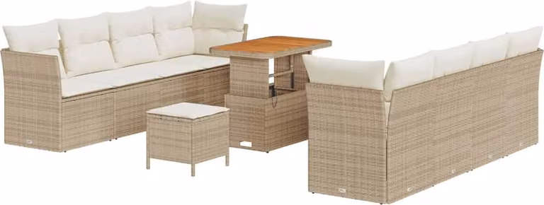 Set Divano da Giardino 11 pcs Beige polyrattan