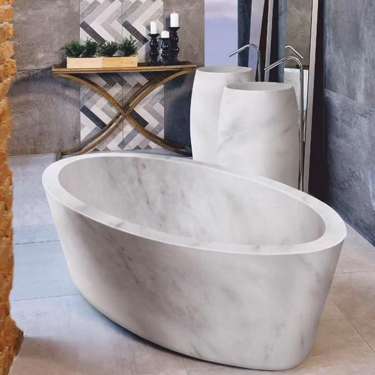 Casa Padrino Vasca da bagno freestanding in marmo bianco 190 cm - Bagno Interno