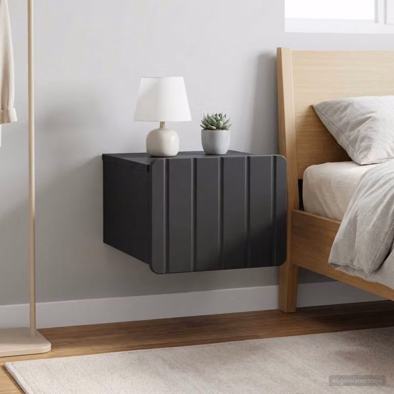 Set di 2 comodini sospesi vidaXL moderni in colore nero, L: 33 cm, P: 34,5 cm, H: 24 cm