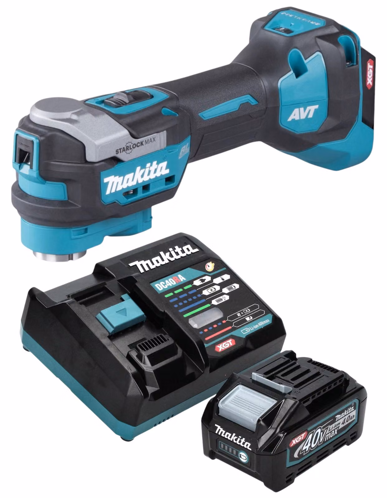 Makita TM 001 GM101 Utensile multifunzione a batteria 40 V max. Starlock Max Brushless + 1x batteria ricaricabile 4,0 Ah + caricabatterie