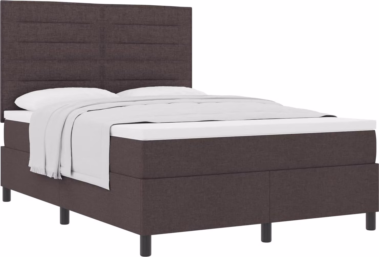 Letto a molle con materasso marrone scuro 160 x 200 cm in tessuto