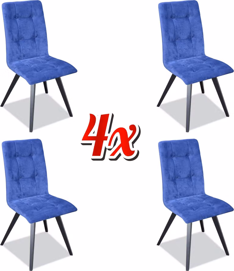 Stuhl Set 4x Stühle Textil Polster Lehn Massiv Holz Esszimmer Sitz Möbel Holz