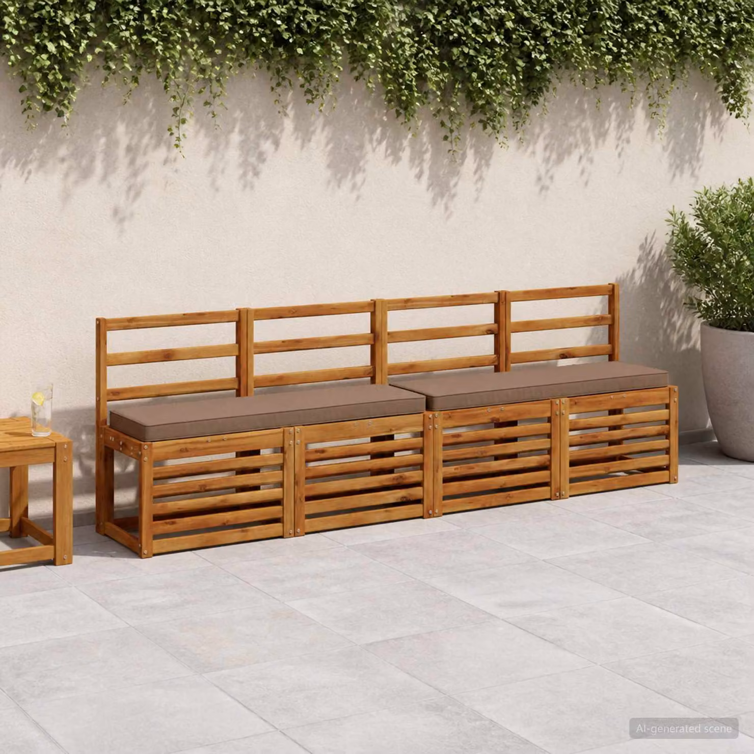 Set di 2 cuscini per panchina vidaXL in poliestere con rivestimento lavabile e resistente ai raggi UV, disponibili in beige, grigio o marrone