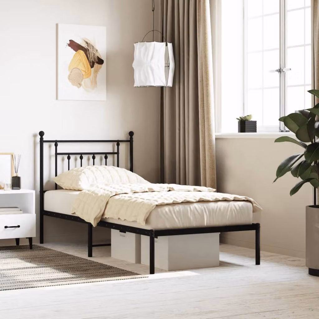 vidaXL Giroletto con Testiera in Metallo Nero L 80 cm x P 200 cm