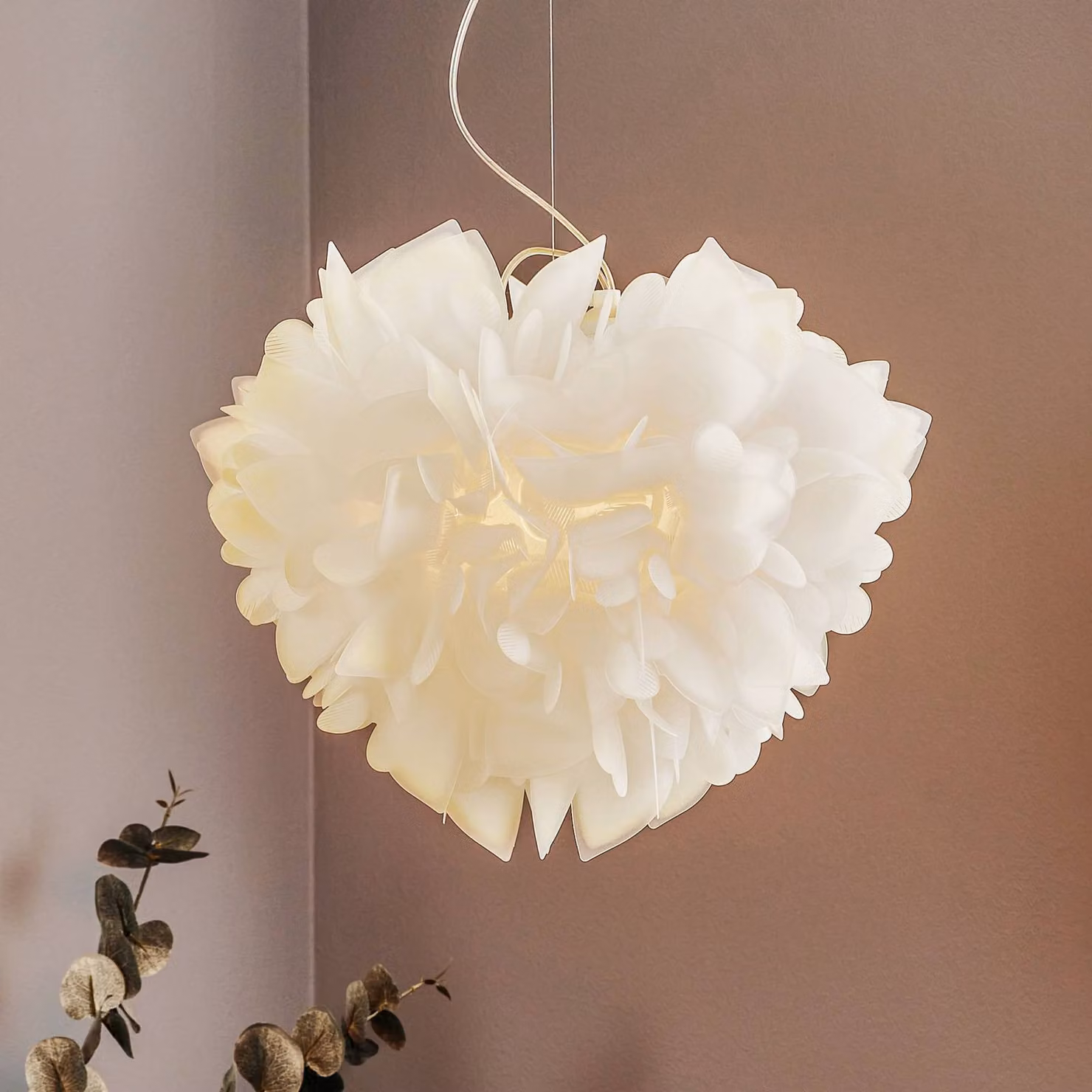 Slamp Lampada a sospensione Veli, dimmerabile, Bianco / Opale, Soggiorno / Sala da pranzo, Plastica, Design, Lampada a sospensione