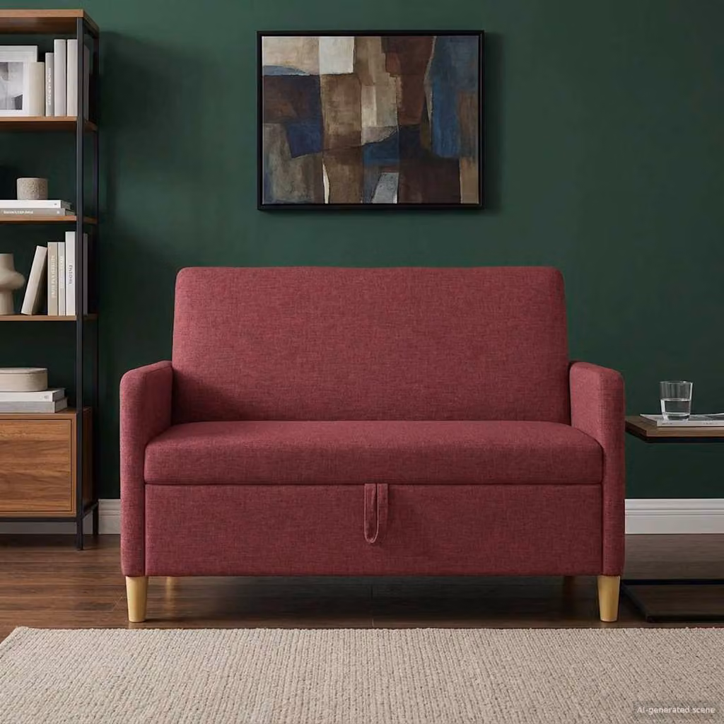 Divano letto moderno vidaXL con contenitore Rosso L: 122 cm, P: 78 cm, H: 87 cm