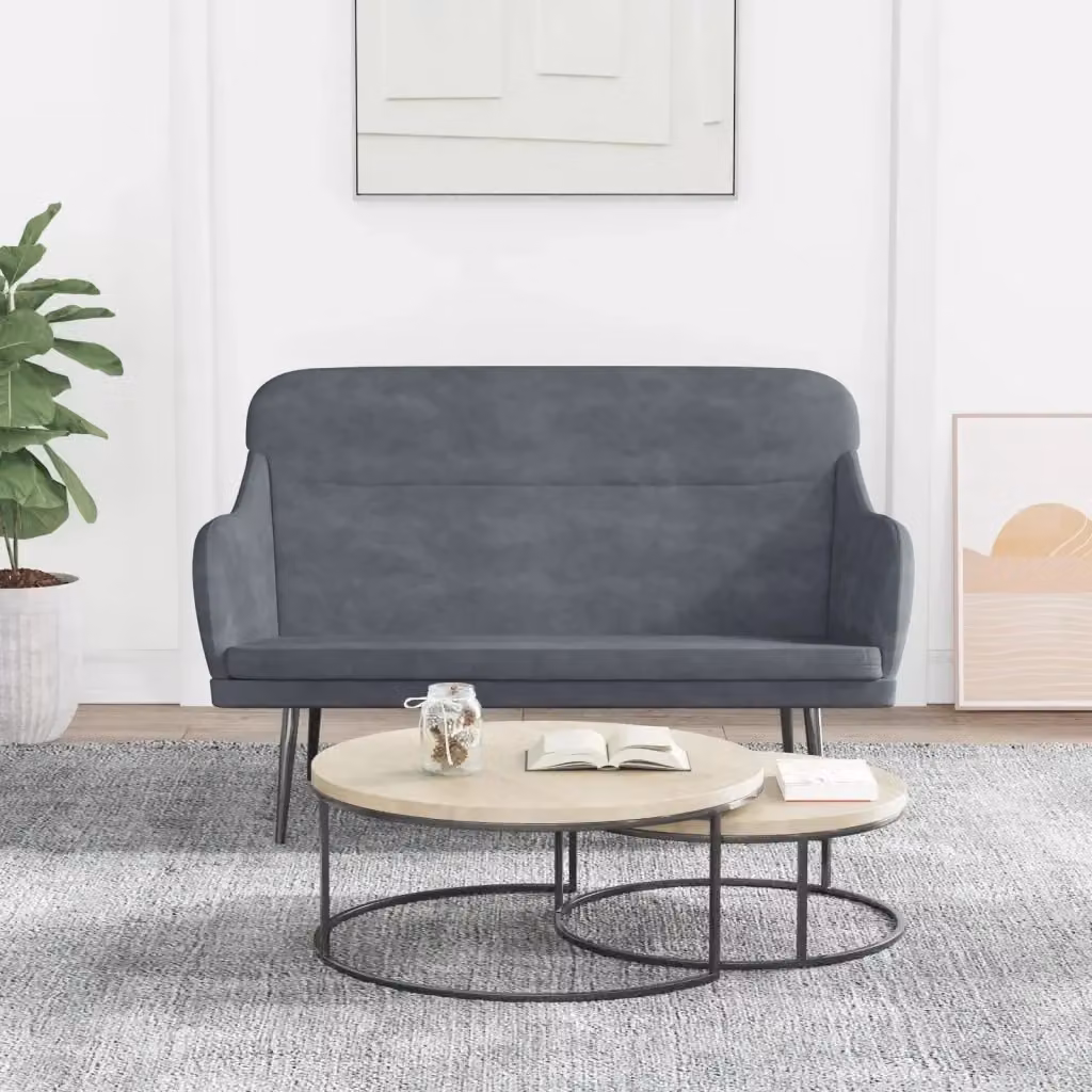 Panca moderna in velluto grigio scuro CFW8761445 L: 110 cm, P: 76 cm, H: 80 cm – 2