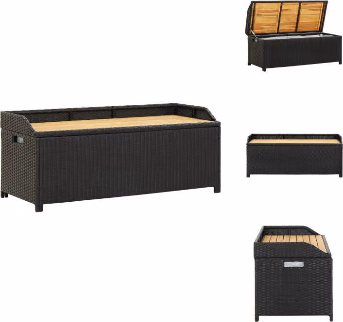 vidaXL Panca con vano portaoggetti 120 cm in poly rattan nero - Panche da giardino