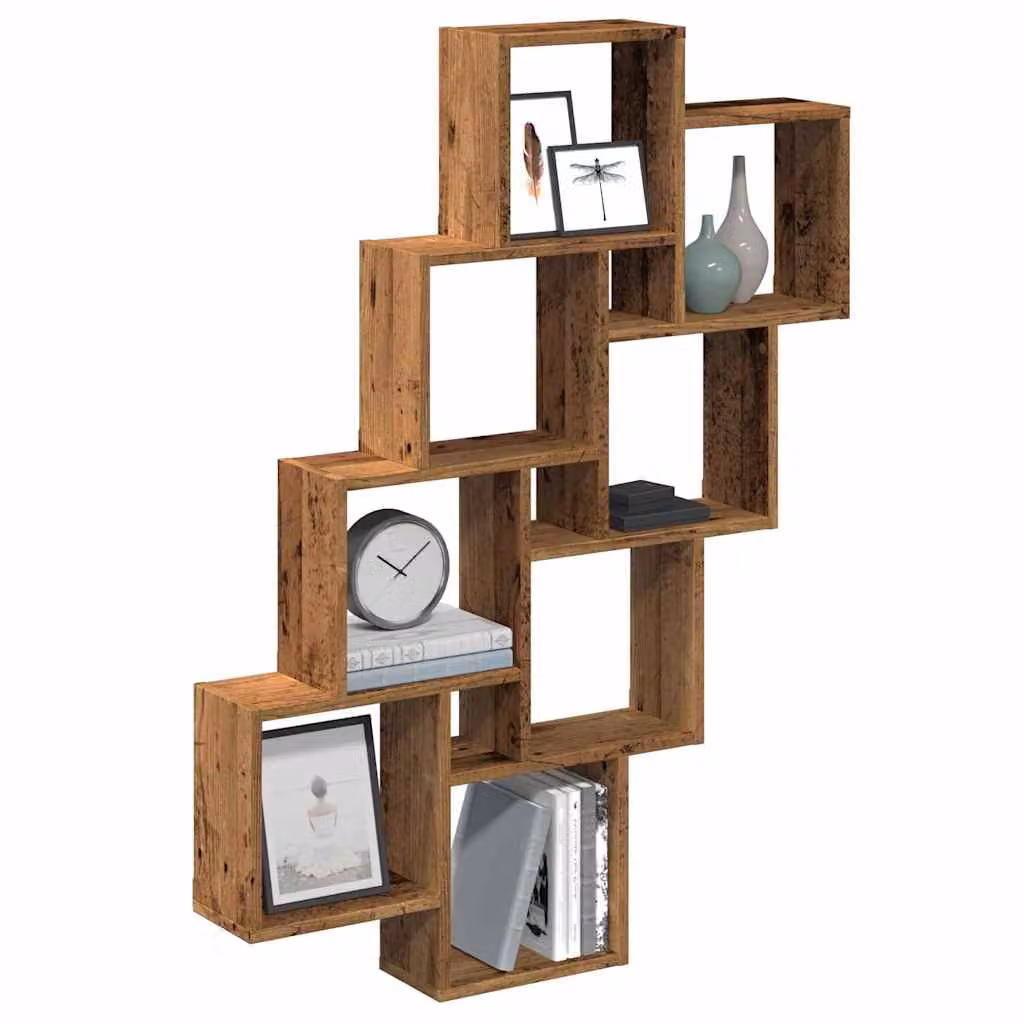 vidaXL Mensola a Muro a Cubo in Legno Multistrato Marrone L: 90 cm, P: 15 cm, H: 119,5 cm