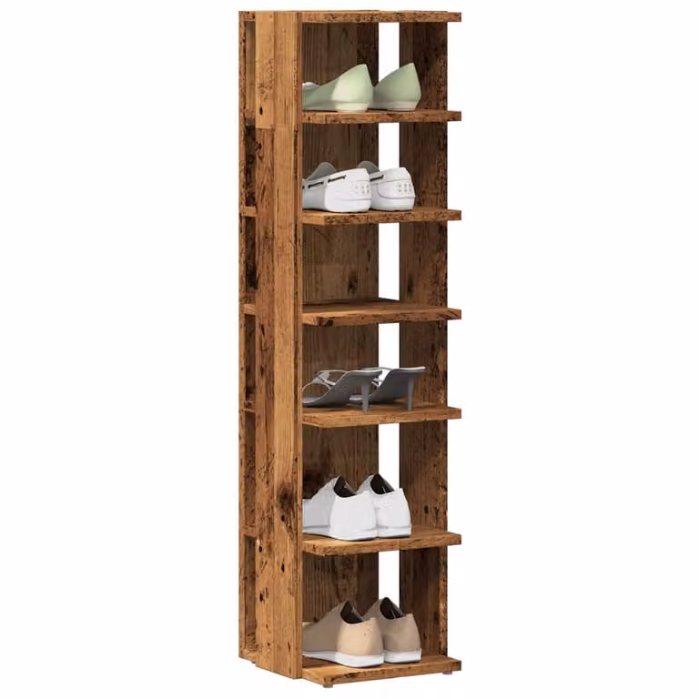 Set di 2 scarpiere vidaXL in legno stile rustico marrone, L/P/H: 28 x 27 x 102 cm