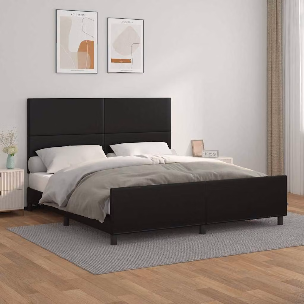 vidaXL Giroletto con Testiera in Similpelle Nero 180x200 cm – 1
