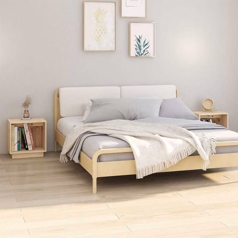 Set di 2 comodini vidaXL in legno massello di pino, stile moderno, colore beige/marrone, L 40 x P 30 x H 40 cm