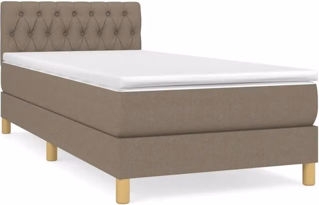 Letto singolo | Letto per adulti | Giroletto a Molle con Materasso Tortora 90x190 cm in Tessuto