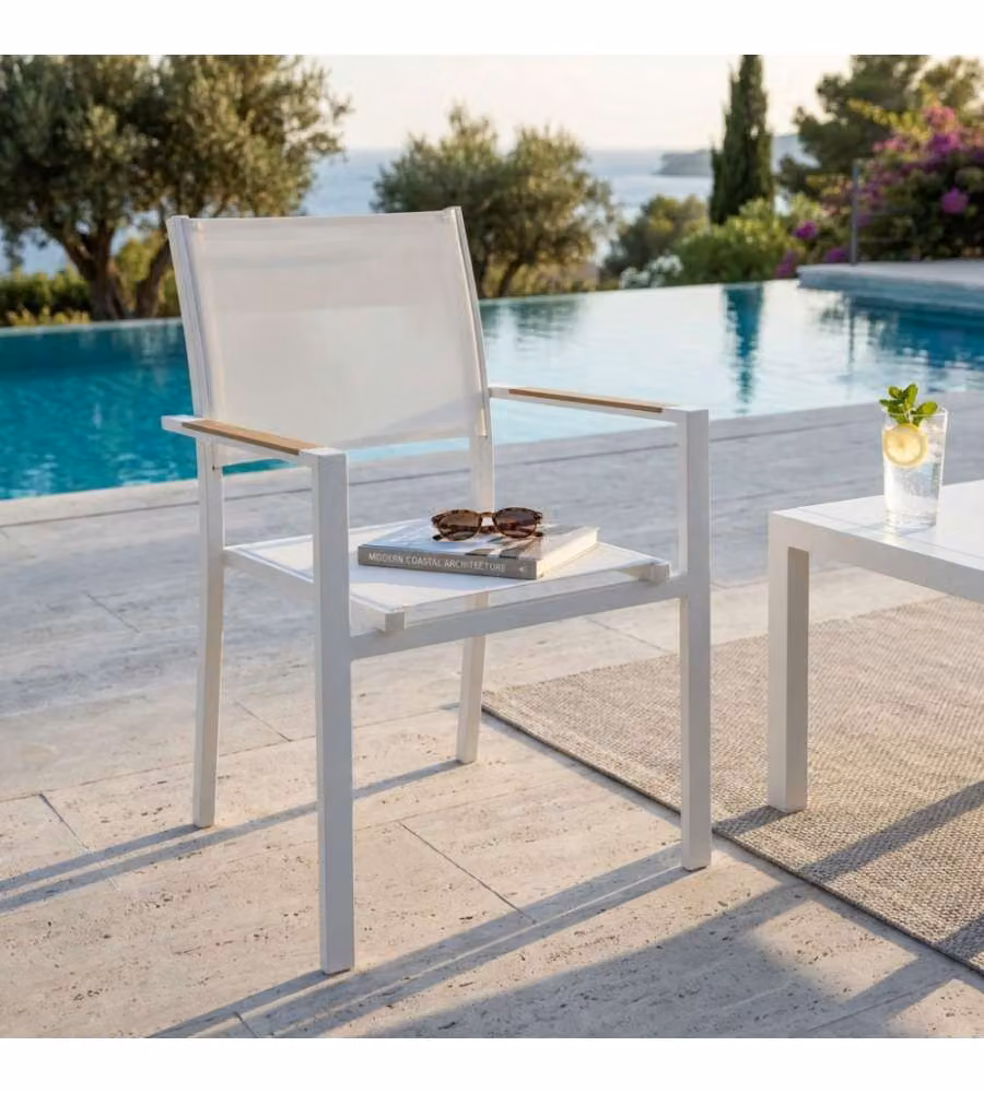 Cosma Poltrona Brooklyn Impilabile Bianco 56x57x87 cm con Braccioli