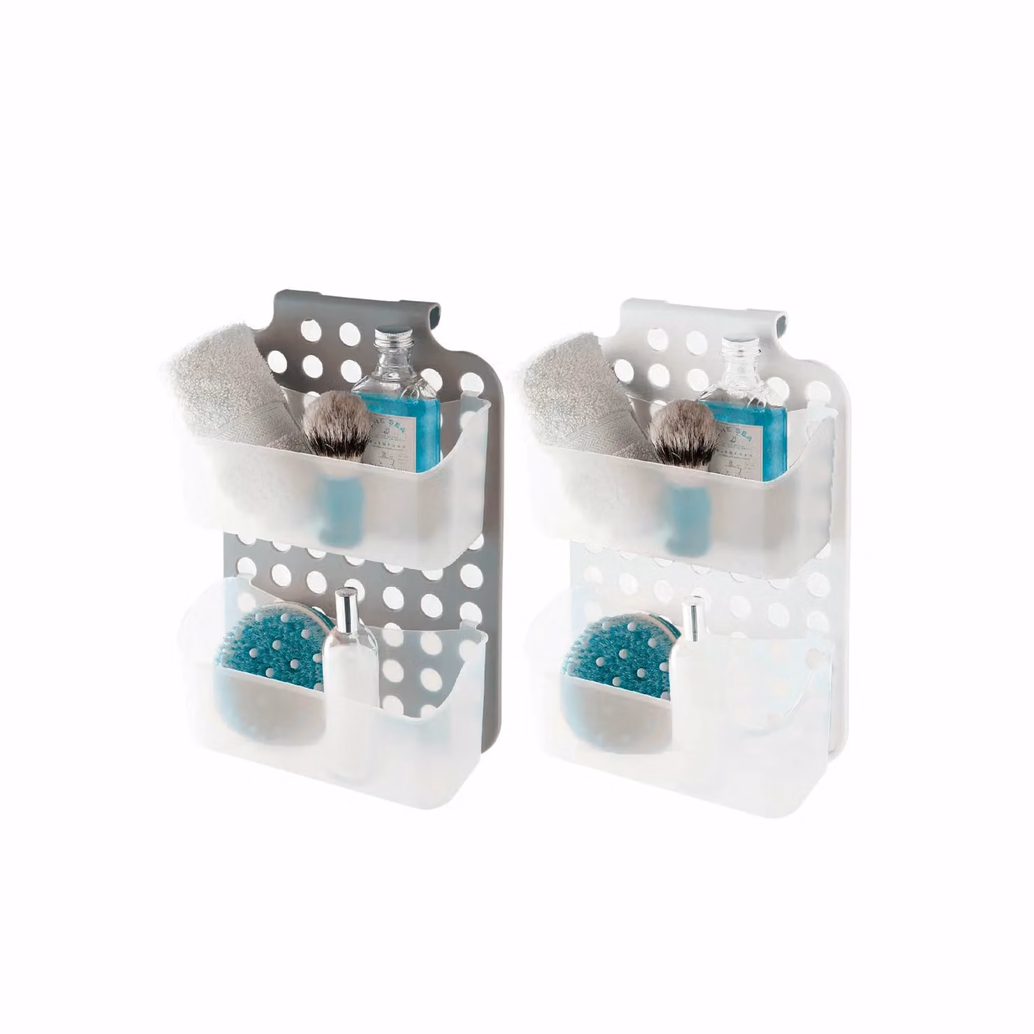 Mensola con 2 ripiani in polipropilene VESTIAMO CASA Linea Restora bianca H 35,5 x L 25 x P 9 cm