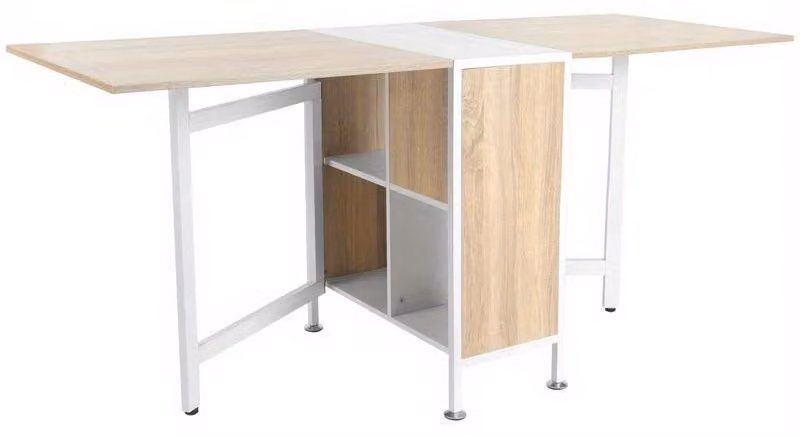 Tavolo da pranzo – Tavolo da cucina in stile rustico – Tavolo compatto per il soggiorno – Con tavolini laterali – Montaggio rapido